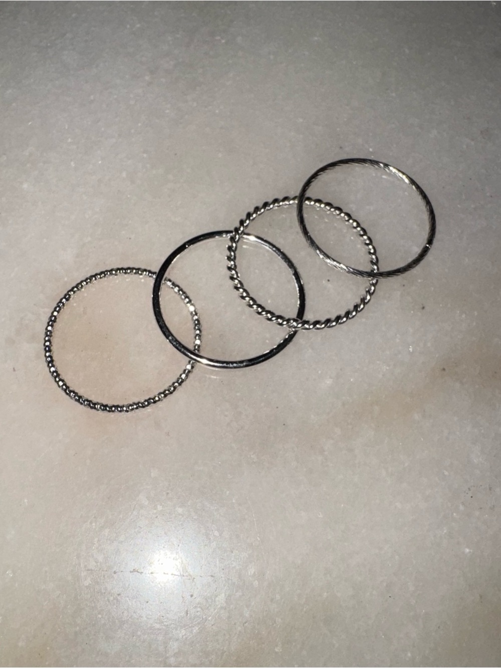Set of 4 dainty stackable rings